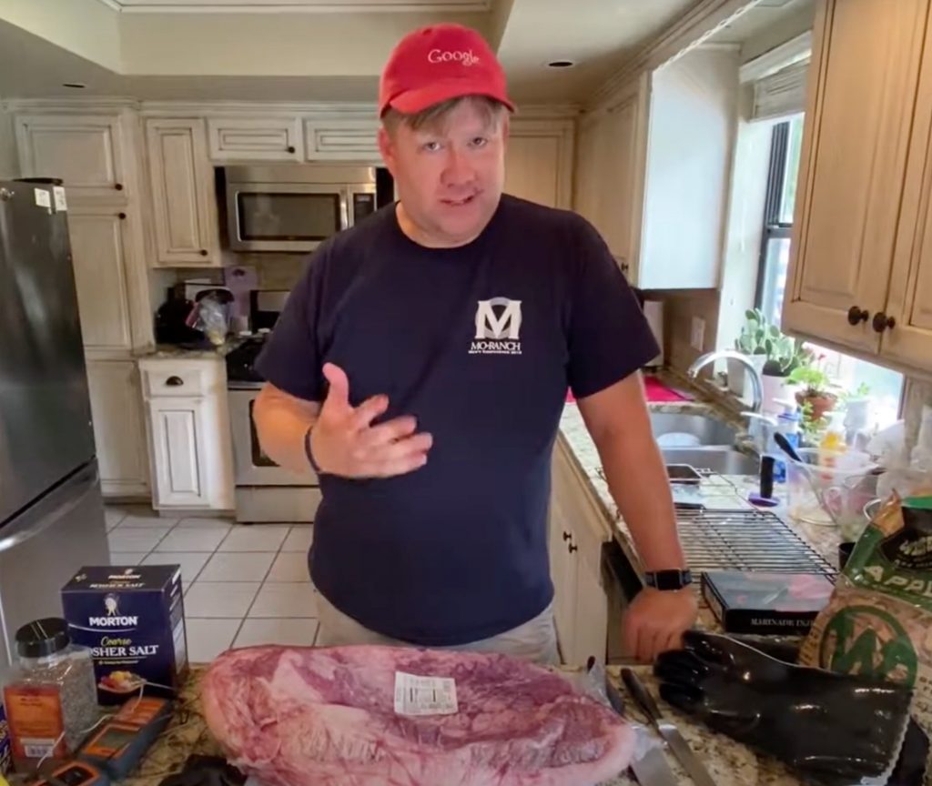 Wes Fryer preparing brisket